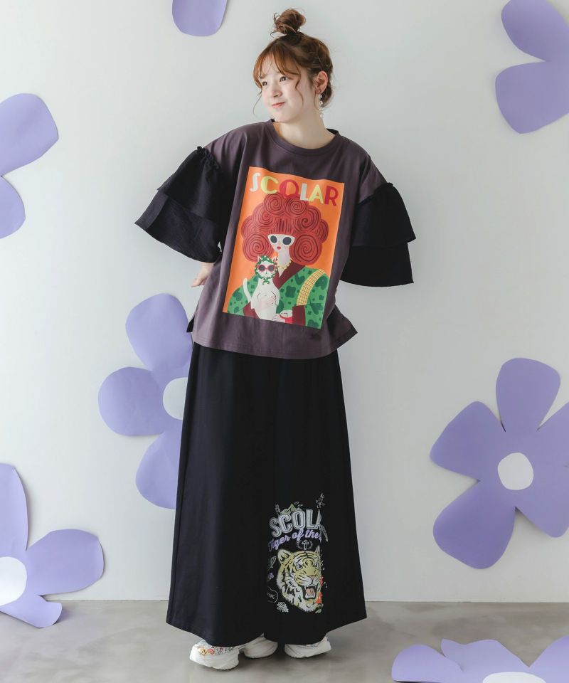 タイガーロゴ柄裏毛ワイドパンツ-2