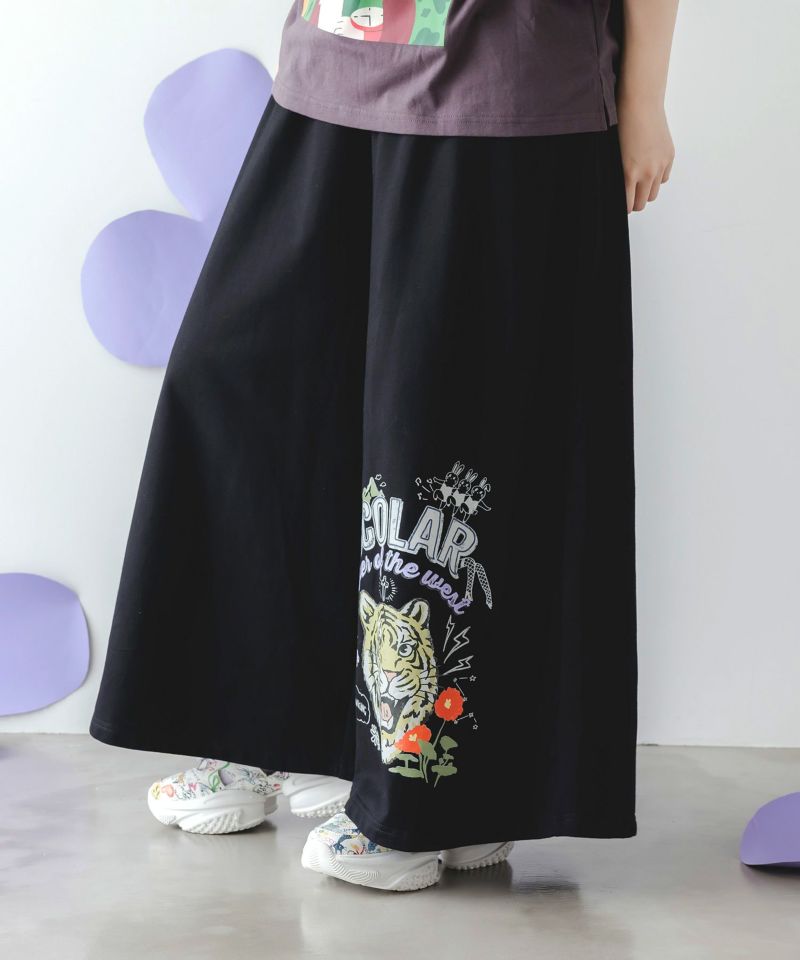 タイガーロゴ柄裏毛ワイドパンツ-5