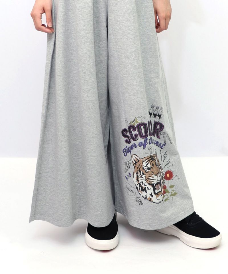 152747：タイガーロゴ柄裏毛ワイドパンツの通販-ScoLar