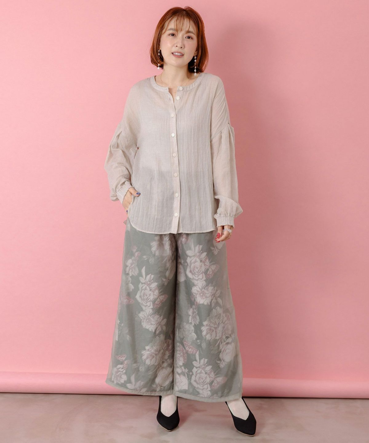 パリ柄ガーゼ 2WAYシャツプルオーバー-3