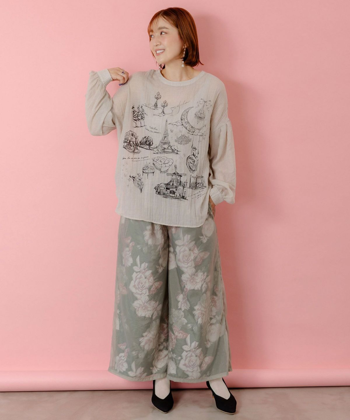 パリ柄ガーゼ 2WAYシャツプルオーバー-7