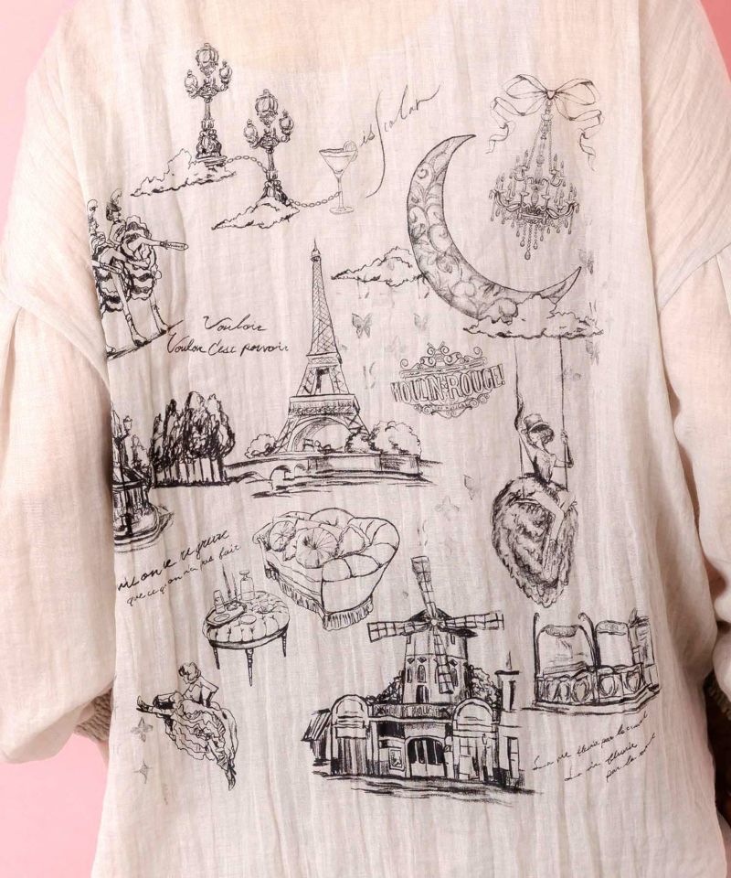 パリ柄ガーゼ 2WAYシャツプルオーバー-10