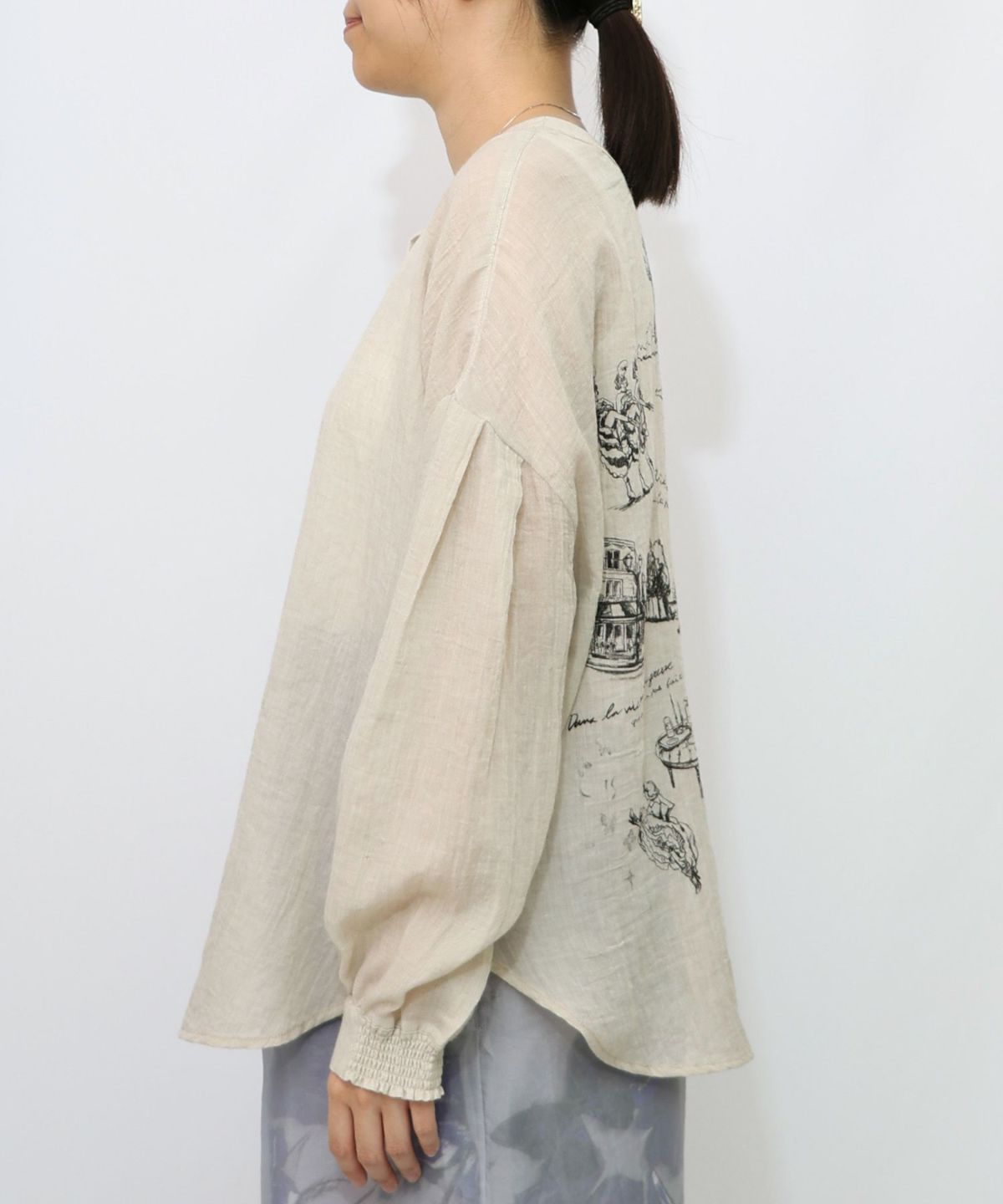 パリ柄ガーゼ 2WAYシャツプルオーバー-12