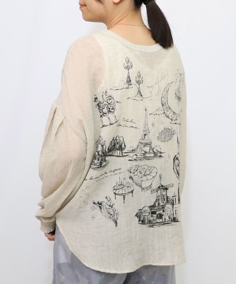 パリ柄ガーゼ 2WAYシャツプルオーバー-13