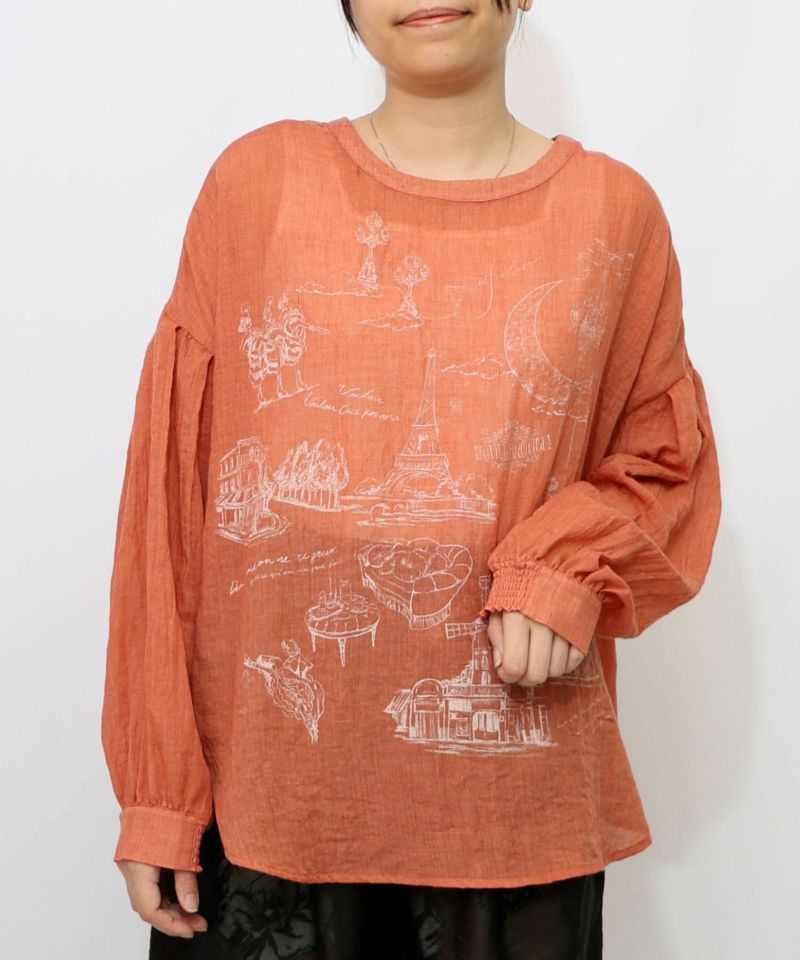 パリ柄ガーゼ 2WAYシャツプルオーバー-28