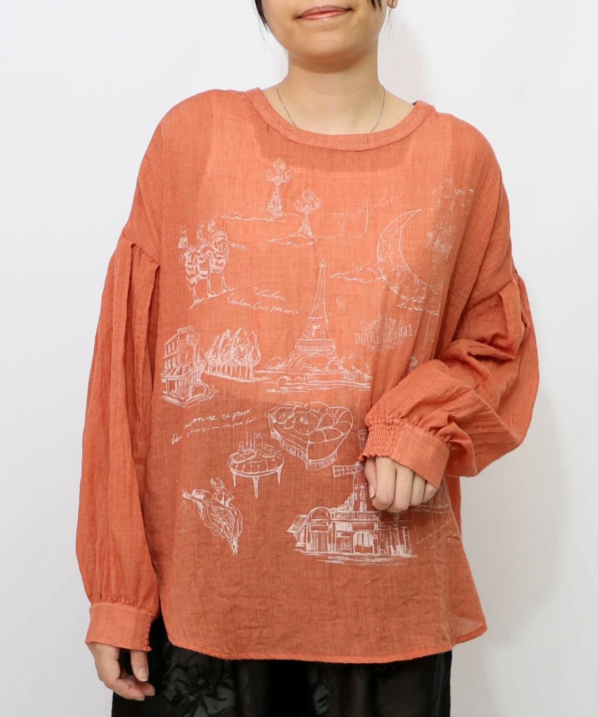 パリ柄ガーゼ 2WAYシャツプルオーバー-28