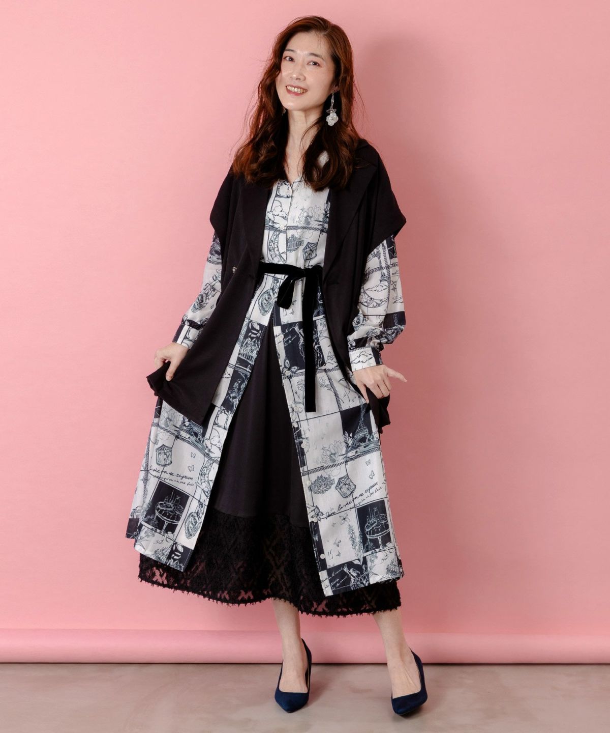 シフォン切替インナーワンピース-2