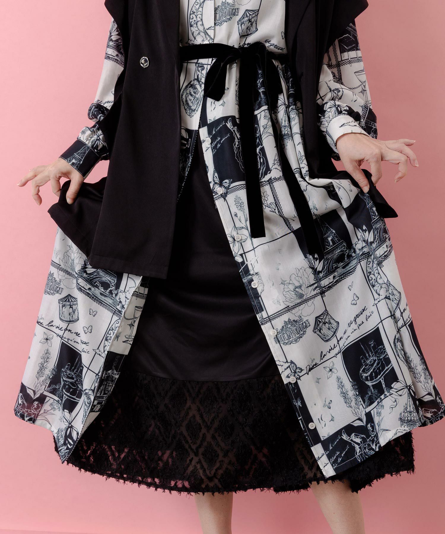 シフォン切替インナーワンピース-3