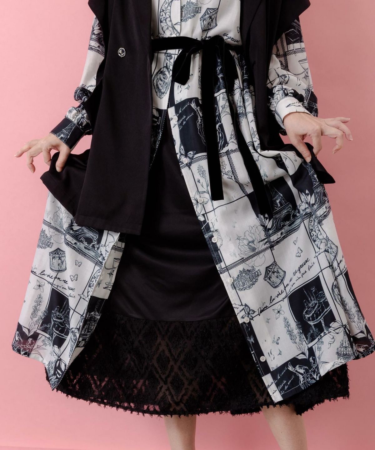 シフォン切替インナーワンピース-3