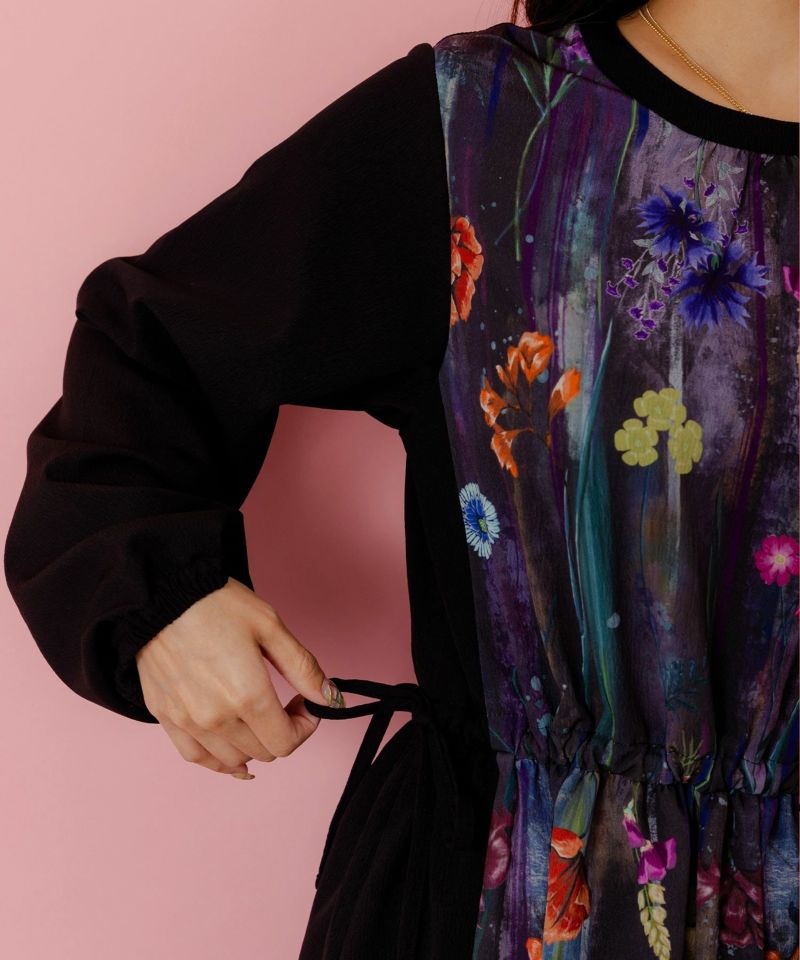 花柄アート切替ワンピース-6