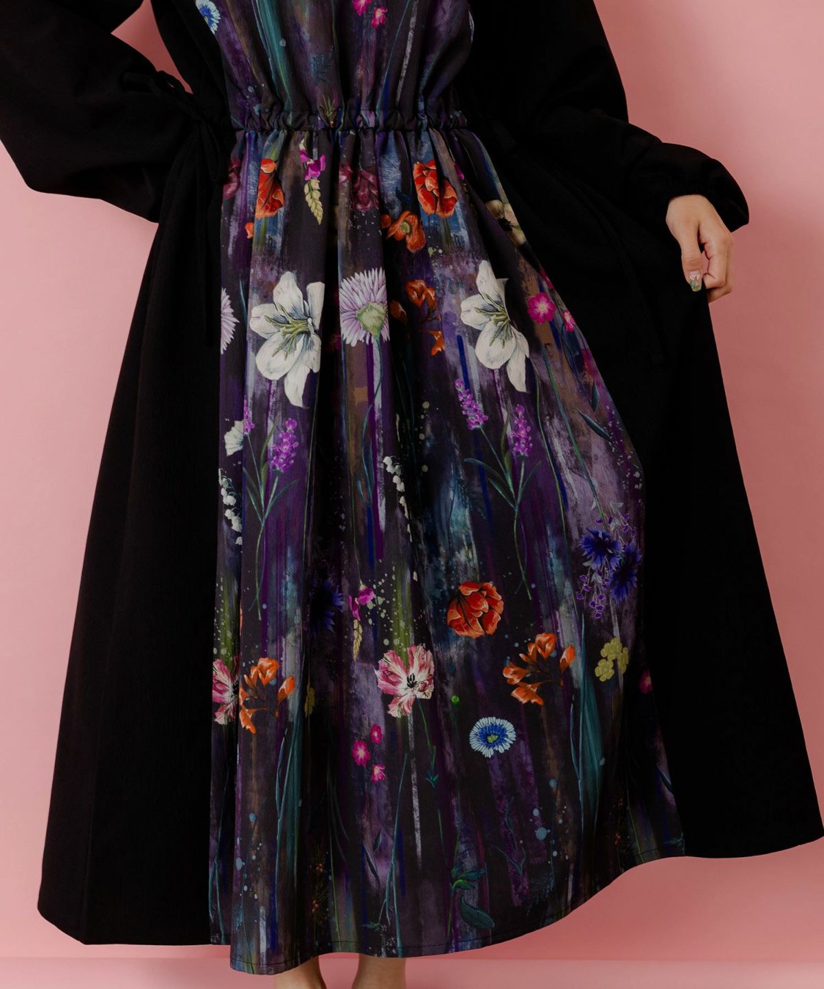 花柄アート切替ワンピース-7