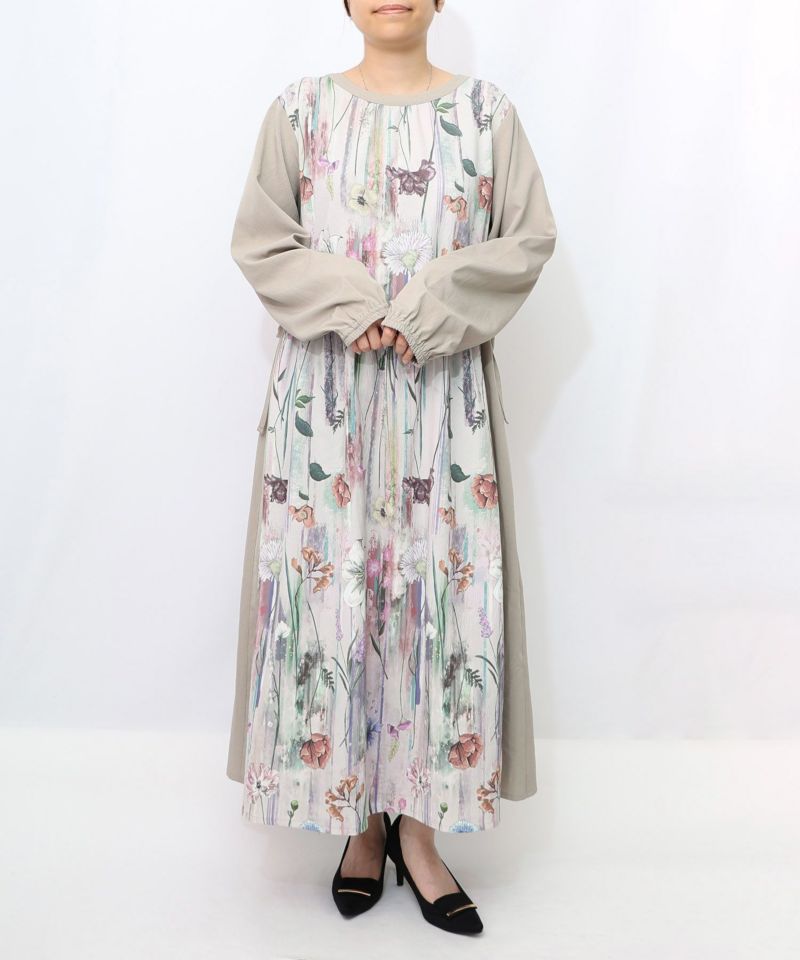 花柄アート切替ワンピース-9
