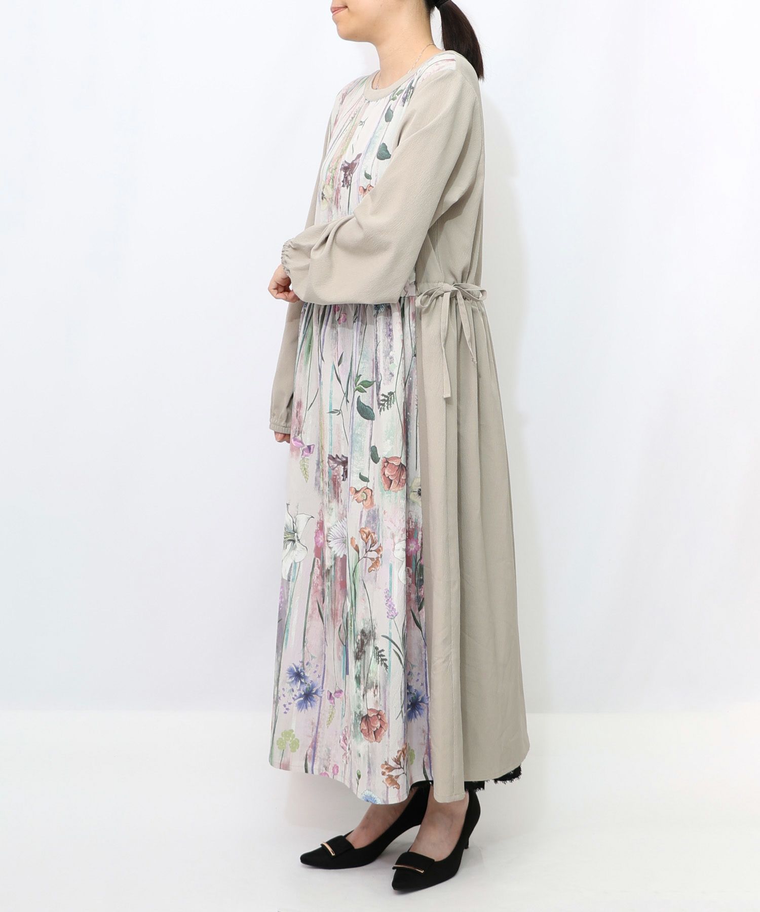 花柄アート切替ワンピース-10