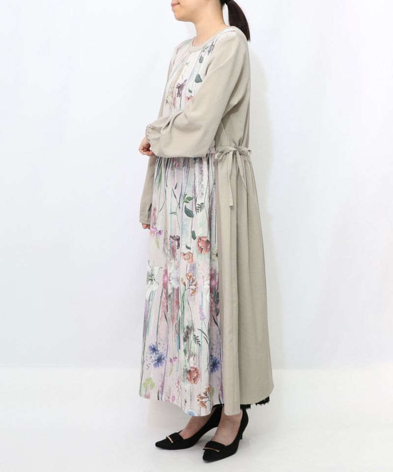 花柄アート切替ワンピース-10