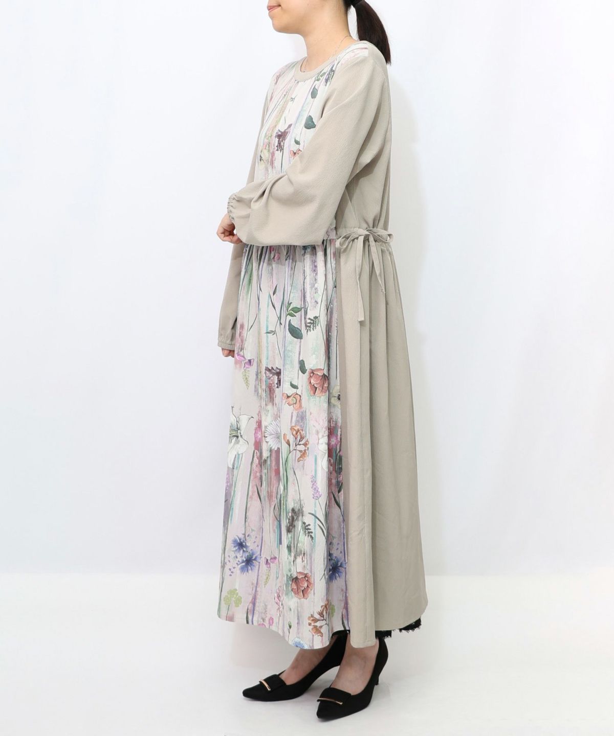 花柄アート切替ワンピース-10