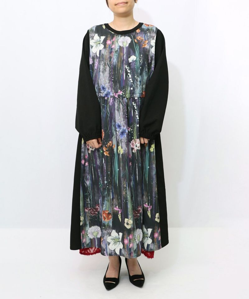 花柄アート切替ワンピース-13