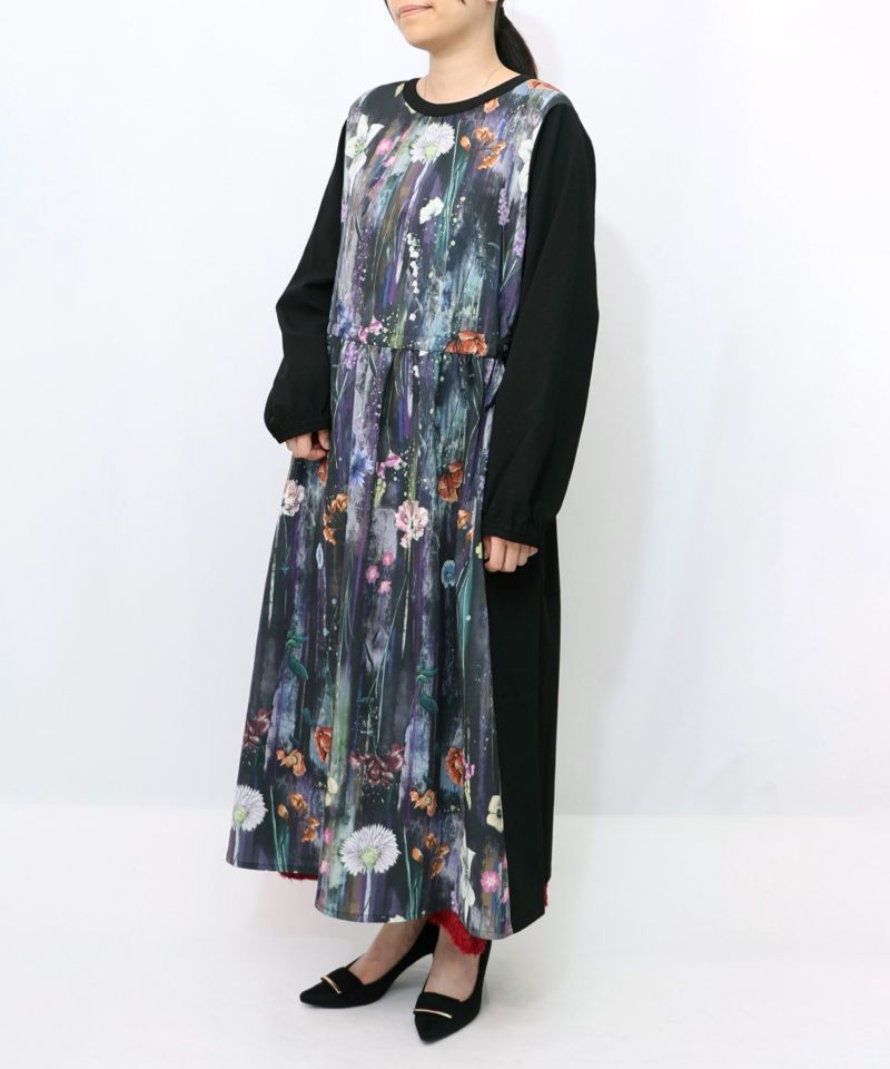 花柄アート切替ワンピース-14