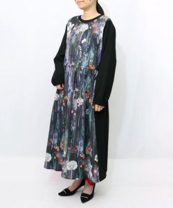 553214：花柄アート切替ワンピースの通販-ScoLar
