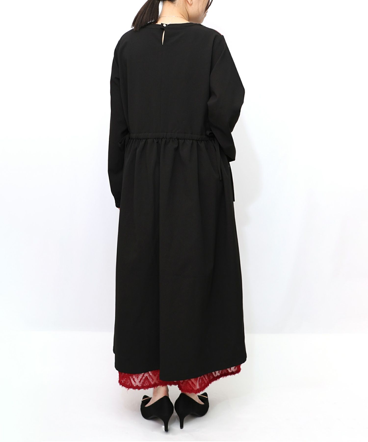 花柄アート切替ワンピース-15