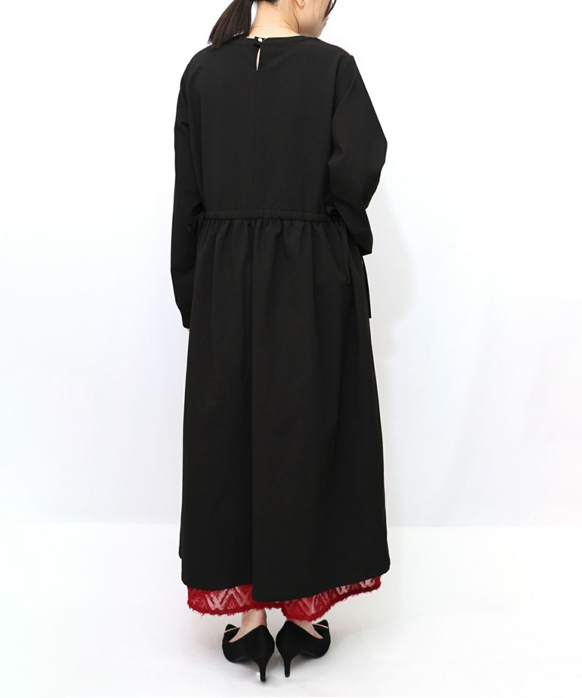 花柄アート切替ワンピース-15