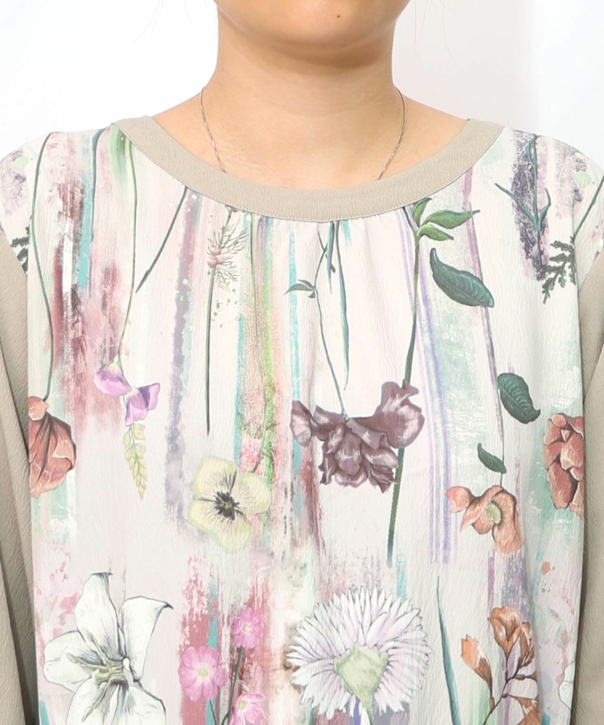 花柄アート切替ワンピース-17