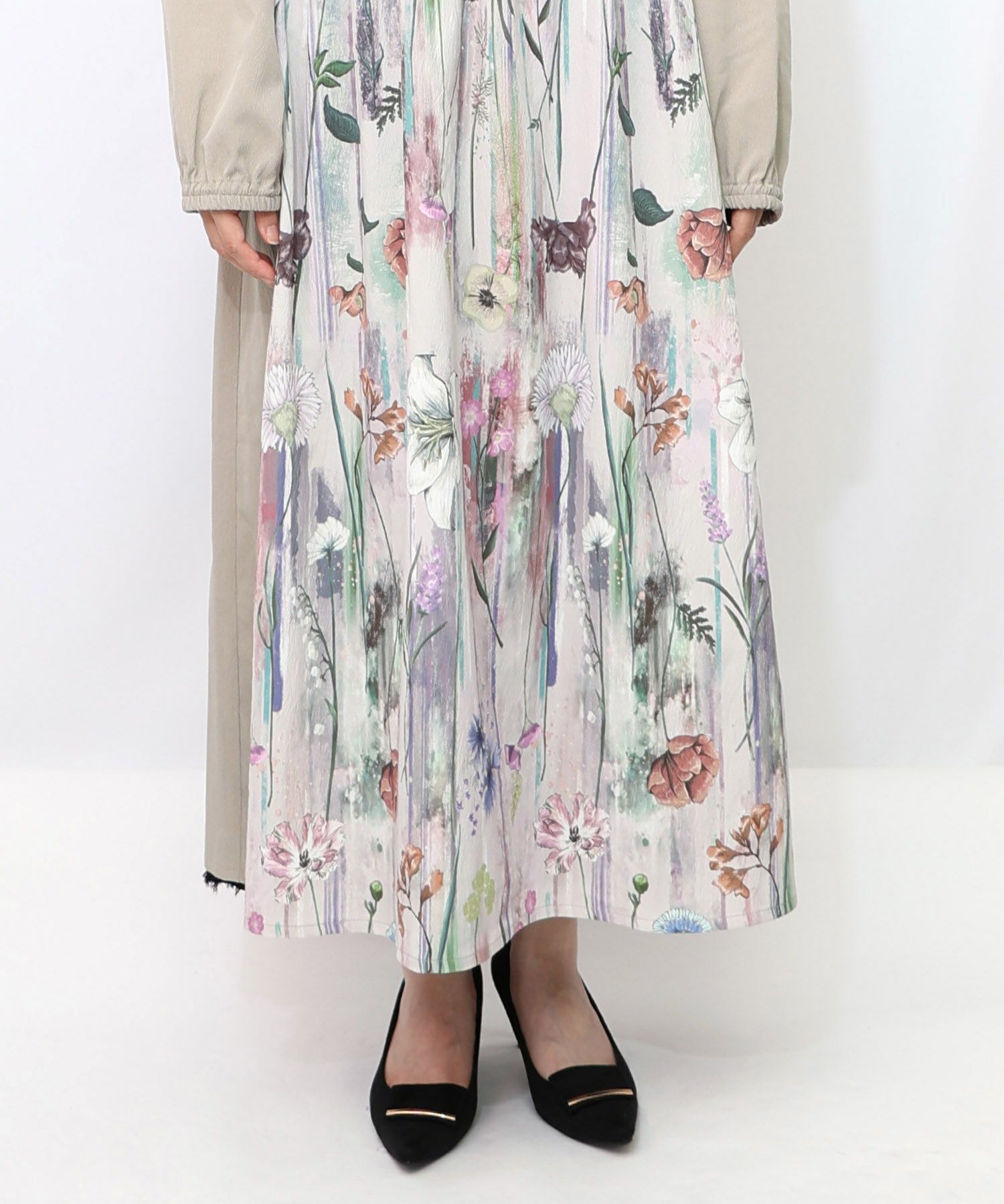 花柄アート切替ワンピース-19