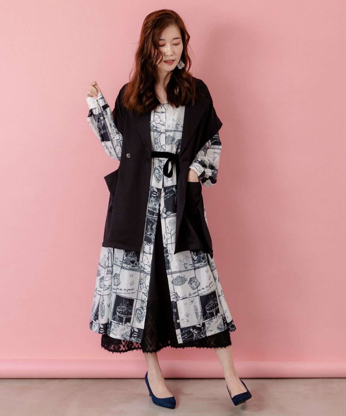 リボン刺繍テーラードジレ-2