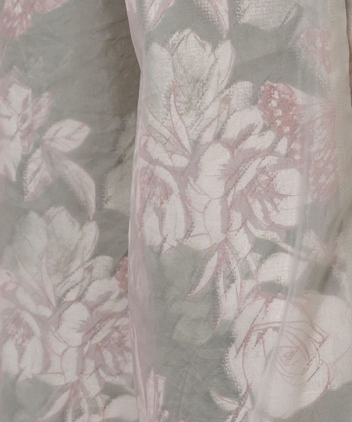 花柄ゴブラン織り風 シアー生地重ねパンツ-7