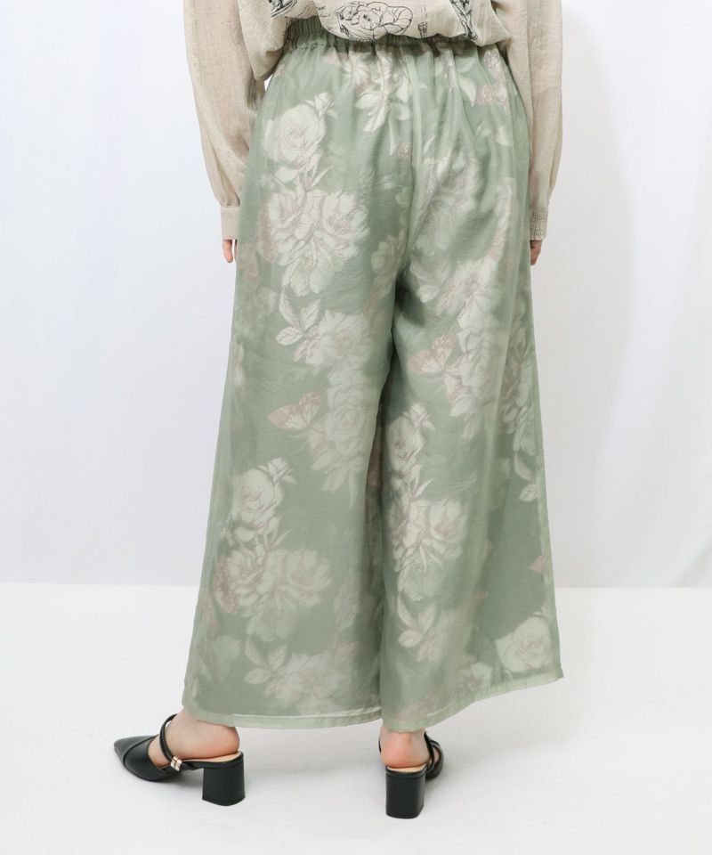 花柄ゴブラン織り風 シアー生地重ねパンツ-19