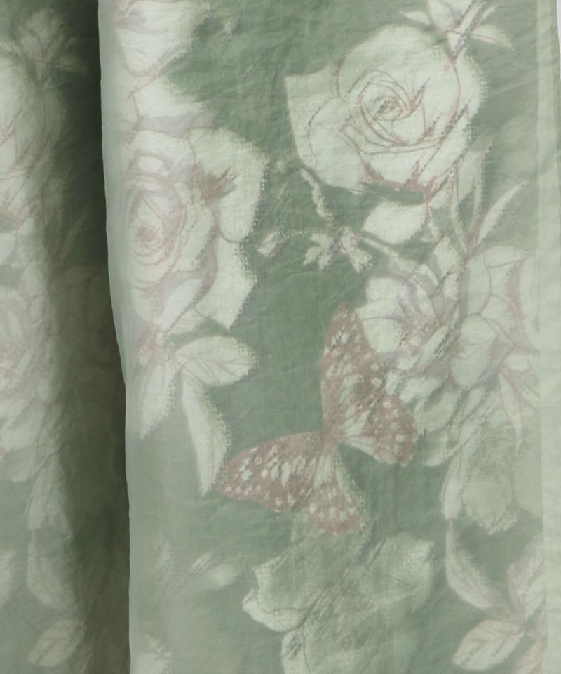 花柄ゴブラン織り風 シアー生地重ねパンツ-20