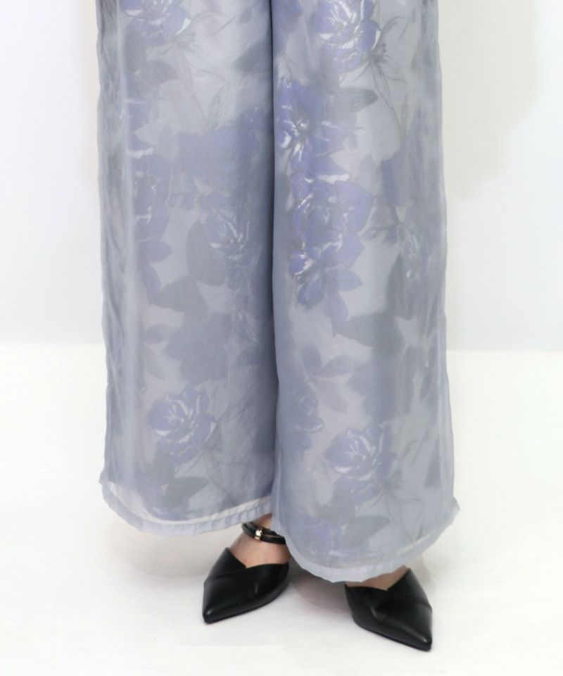 花柄ゴブラン織り風 シアー生地重ねパンツ-23