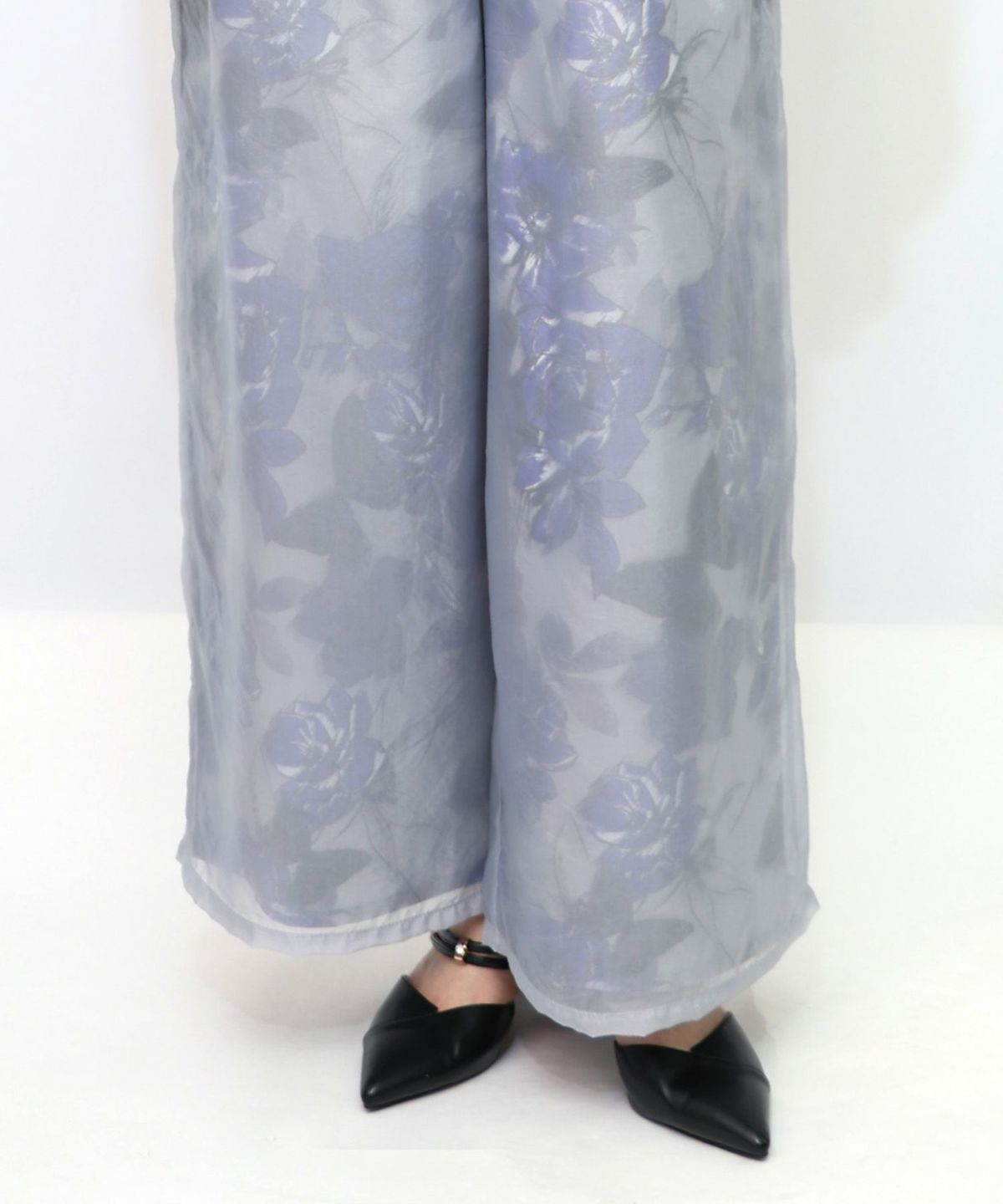 花柄ゴブラン織り風 シアー生地重ねパンツ-23