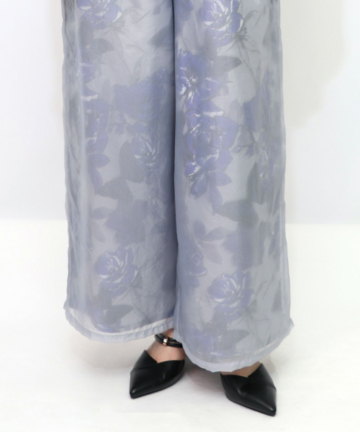 花柄ゴブラン織り風 シアー生地重ねパンツ-23