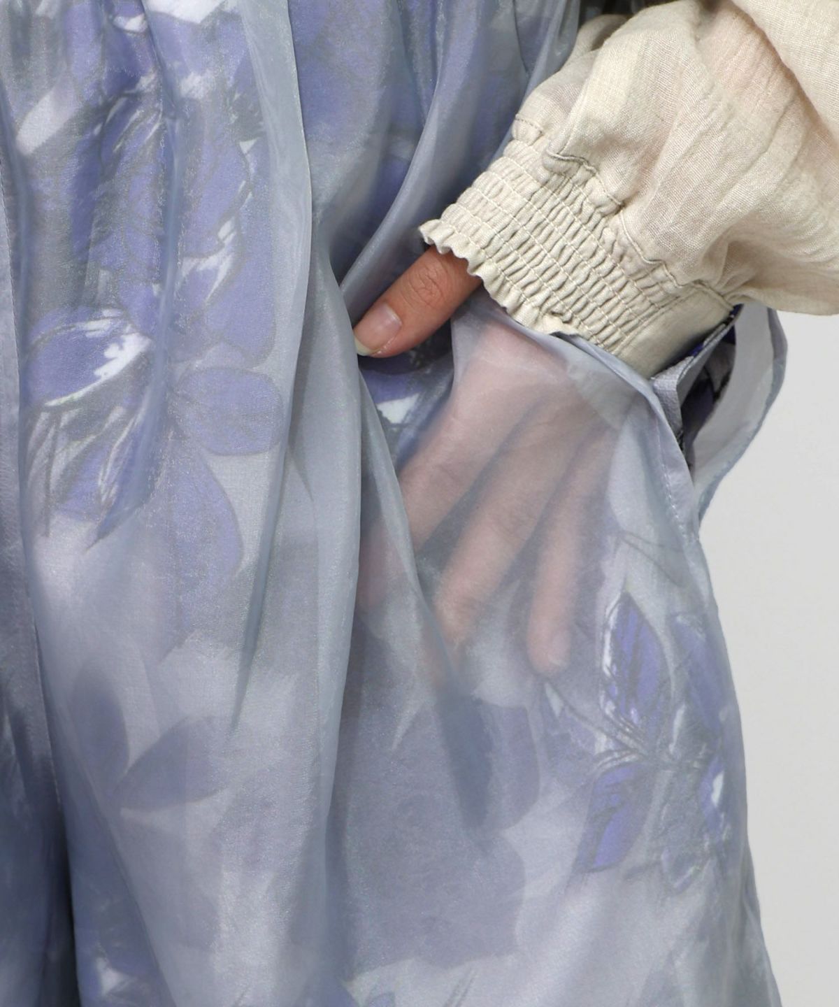 花柄ゴブラン織り風 シアー生地重ねパンツ-24