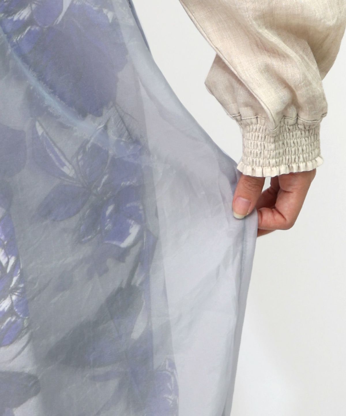 花柄ゴブラン織り風 シアー生地重ねパンツ-25