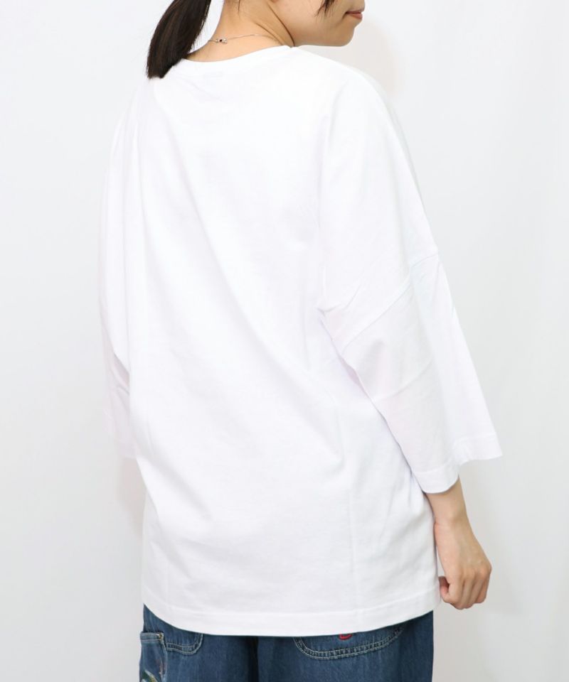 にゃんもろこしプリント 8分袖Tシャツ-10