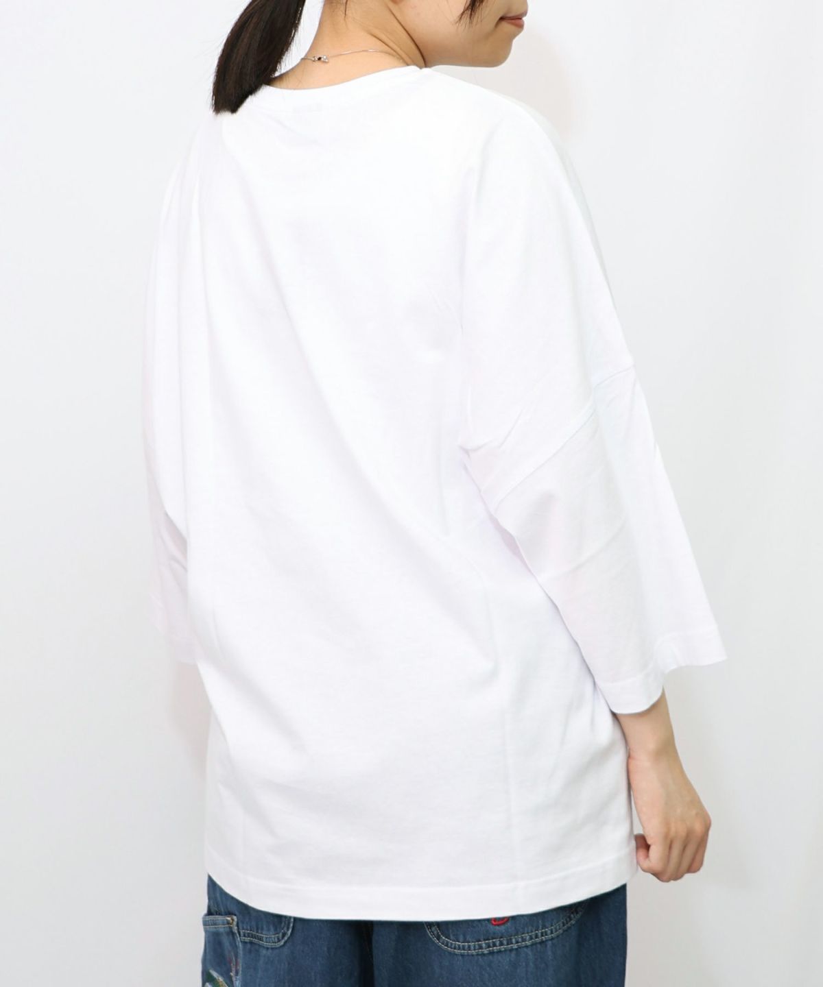 にゃんもろこしプリント 8分袖Tシャツ-10