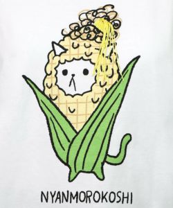 にゃんもろこしプリント 8分袖Tシャツ-11