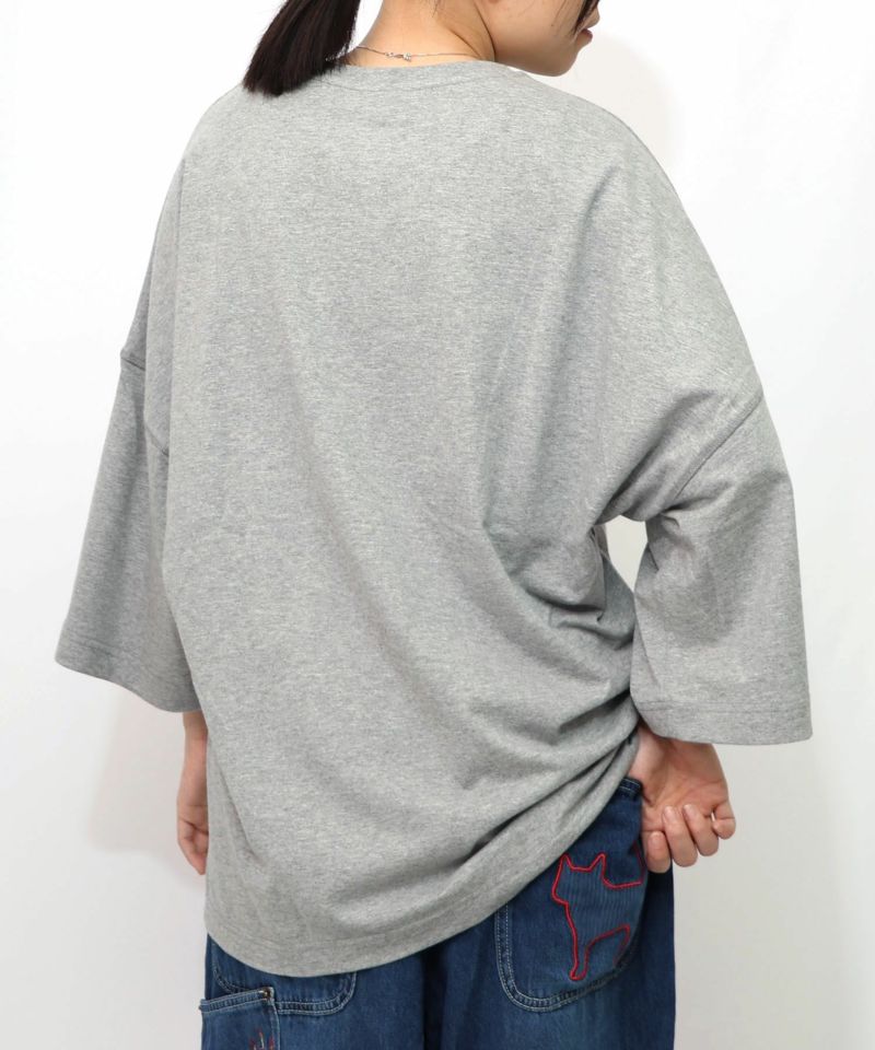 にゃんもろこしプリント 8分袖Tシャツ-14