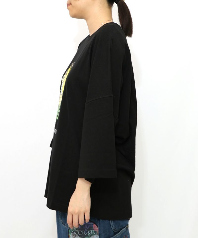 にゃんもろこしプリント 8分袖Tシャツ-17