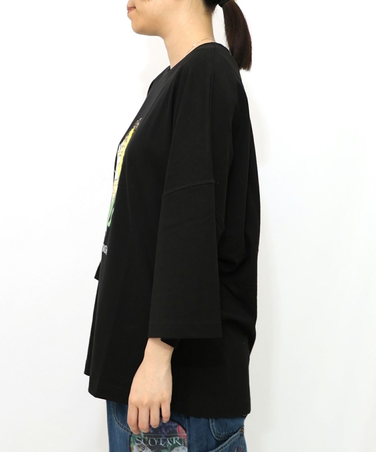 にゃんもろこしプリント 8分袖Tシャツ-17