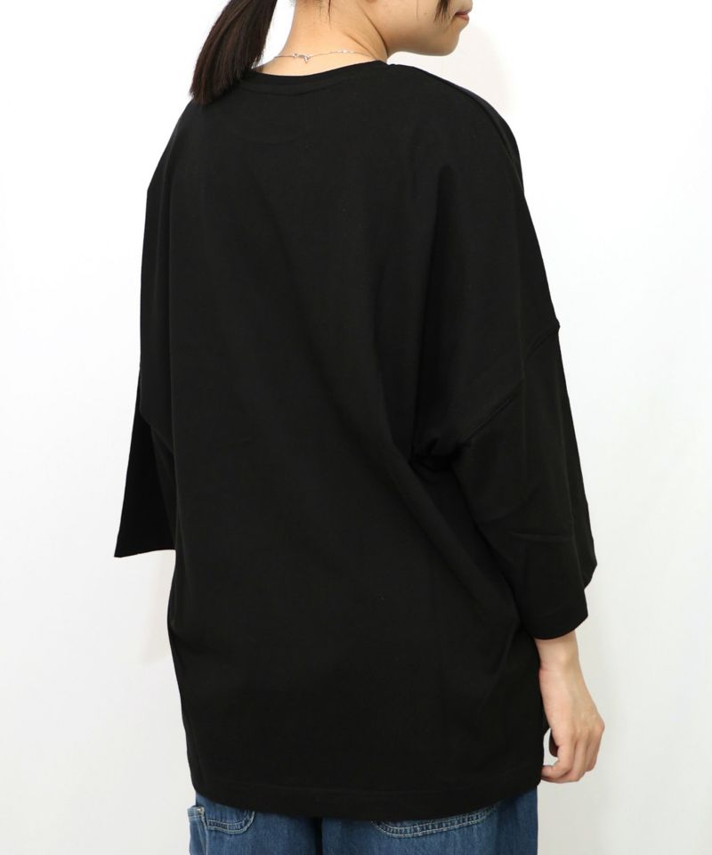 にゃんもろこしプリント 8分袖Tシャツ-18