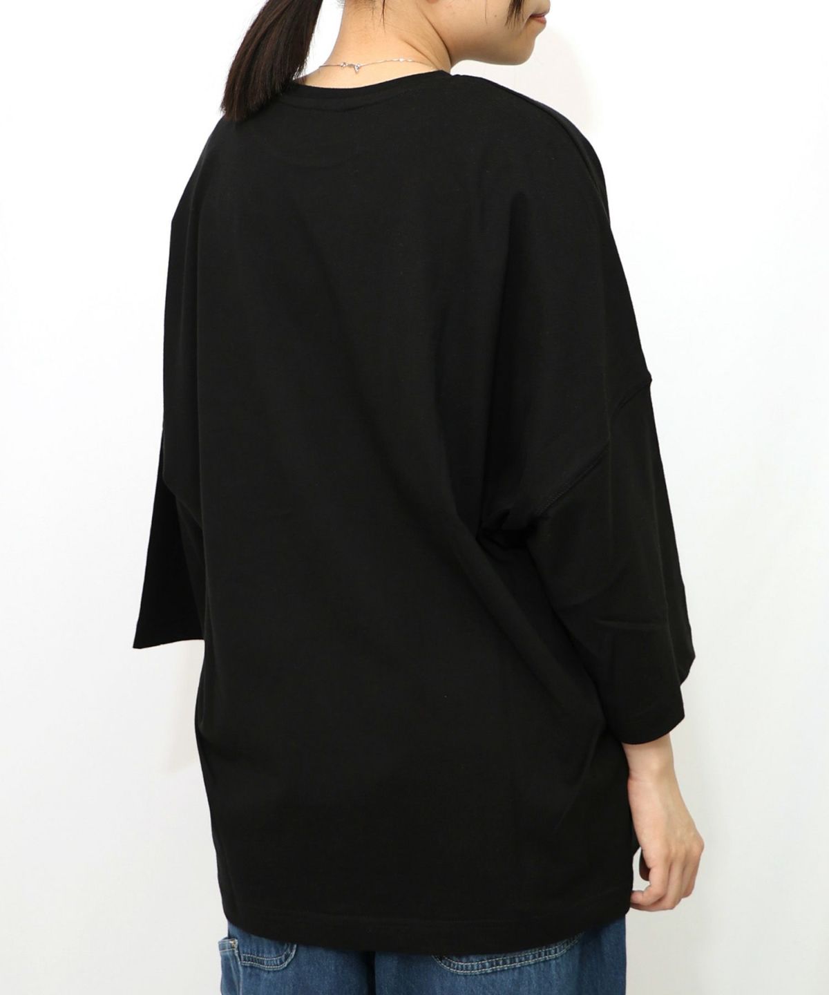 にゃんもろこしプリント 8分袖Tシャツ-18