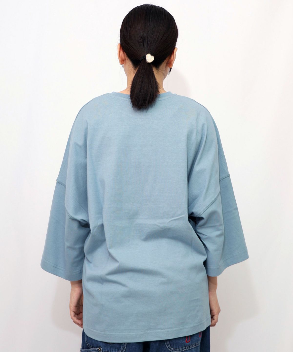 にゃんもろこしプリント 8分袖Tシャツ-22