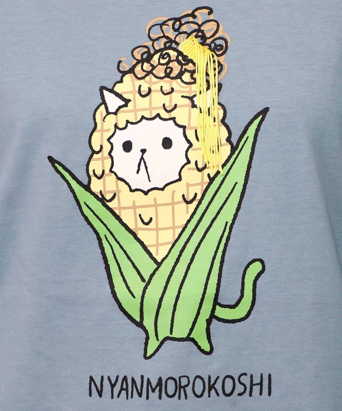 にゃんもろこしプリント 8分袖Tシャツ-23