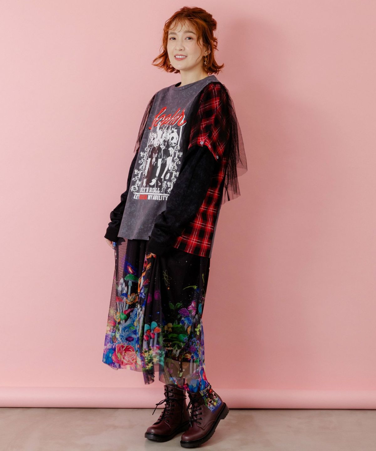 ロックなアニマル柄 異素材切替2WAYロンT-2