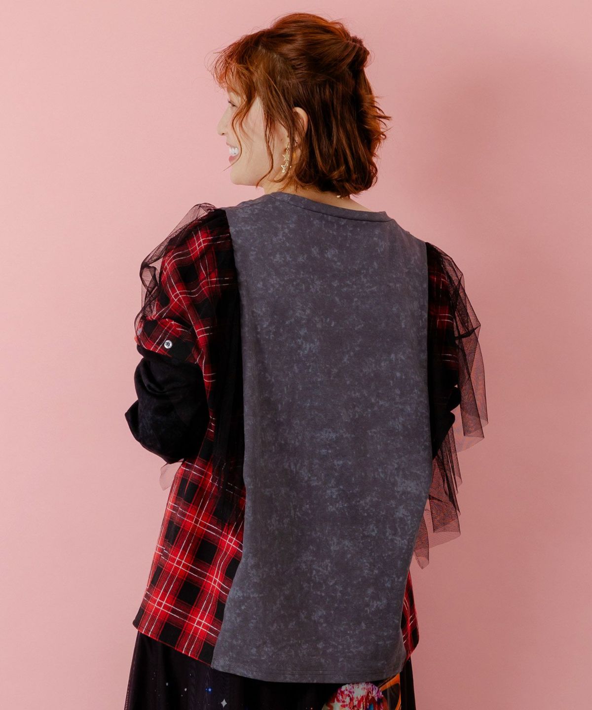 ロックなアニマル柄 異素材切替2WAYロンT-5