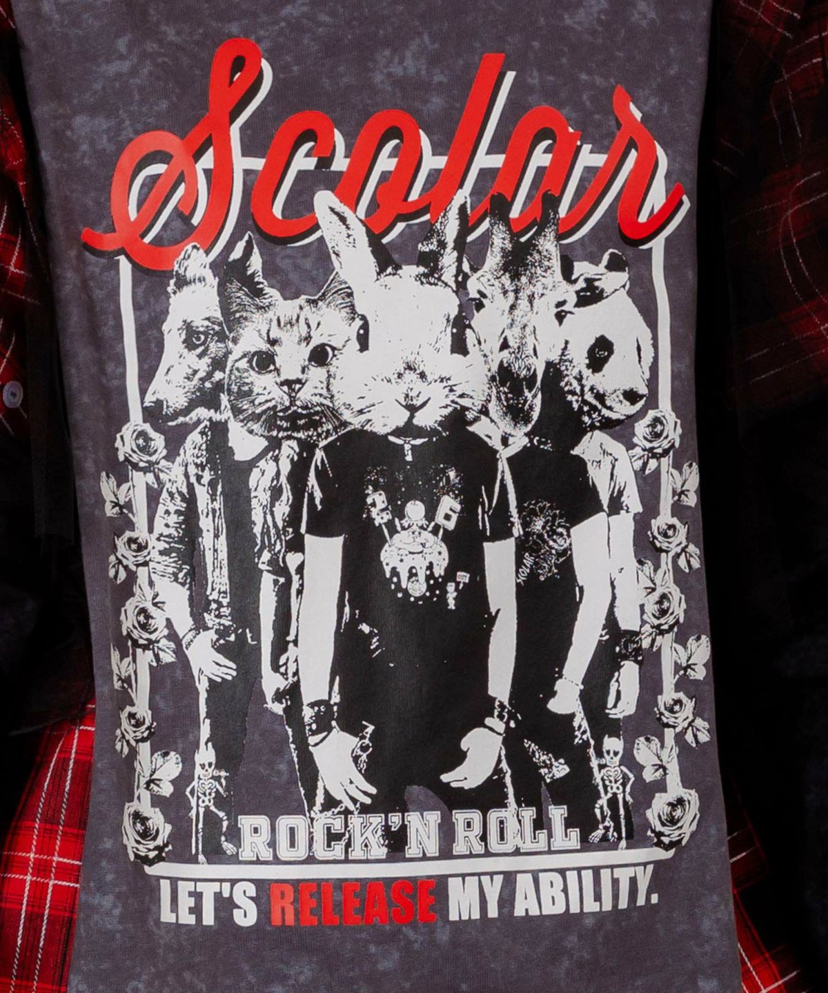 ロックなアニマル柄 異素材切替2WAYロンT-6