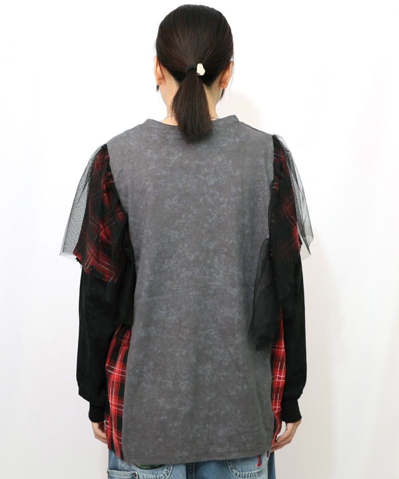 ロックなアニマル柄 異素材切替2WAYロンT-12