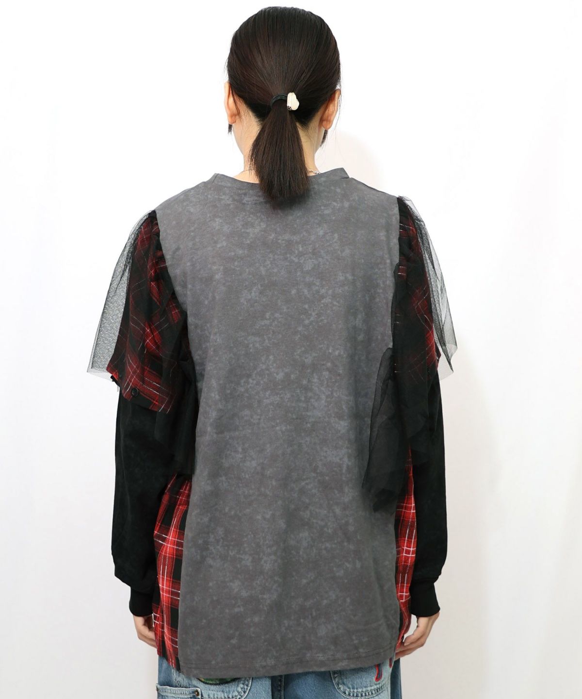 ロックなアニマル柄 異素材切替2WAYロンT-12